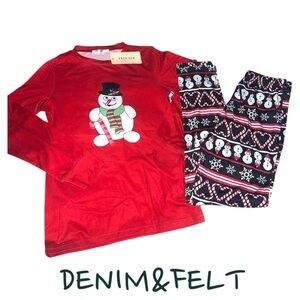 Ekouaer Kids Christmas Snowman/Candycane Pajama Set | Long Sleeve Top & Pants ☃️